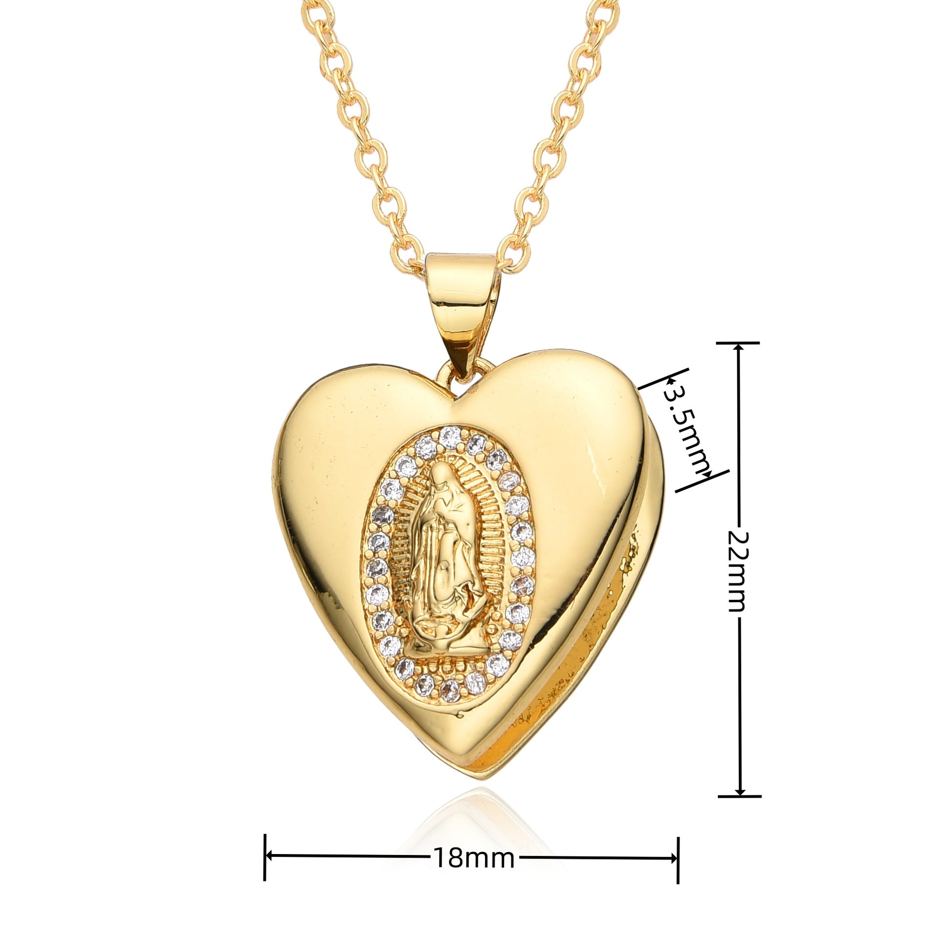 Wholesale Valentine's Day Love Virgin Mary Copper Plated Real Gold Necklace
